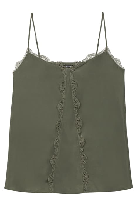 SILK TOP WITH LACE DETAILS VEGETAL GREEN by Luisa Cerano