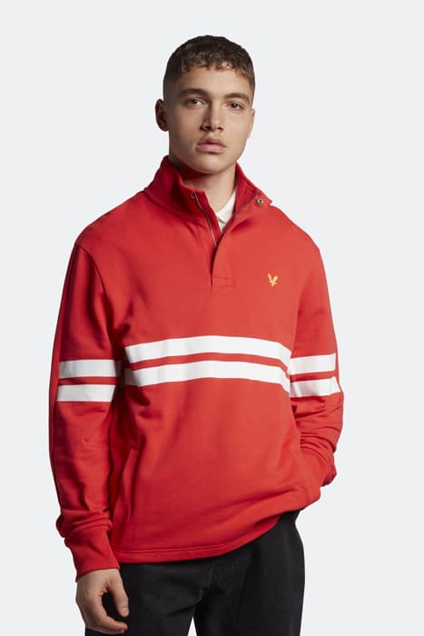 STRIPED FUNNEL NECK SWEAT FIRE RED by Lyle & Scott