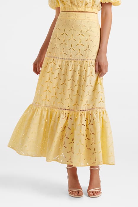 SONNY BRODERIE MIDI SKIRT LEMON by Forever New