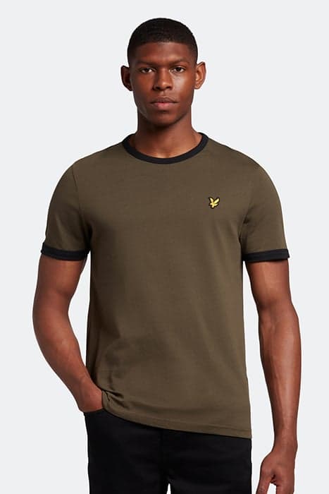 RINGER T-SHIRT OLIVE/ JET BLACK by Lyle & Scott