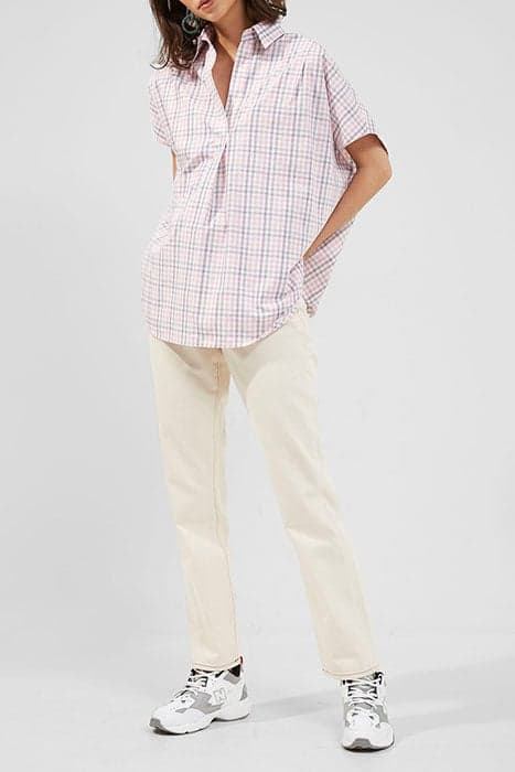 YAKI CHECK SLEEVELESS SHIRT SOFT PINK CHECK by French Connection