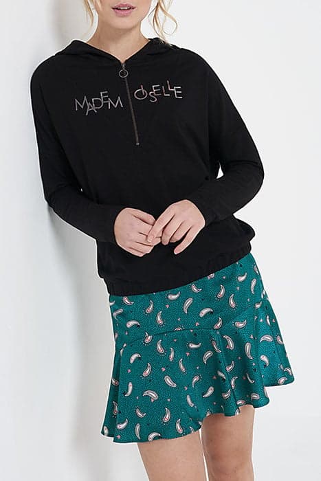 BLACK HOODIE WITH FLOCKED MESSAGE by ICODE