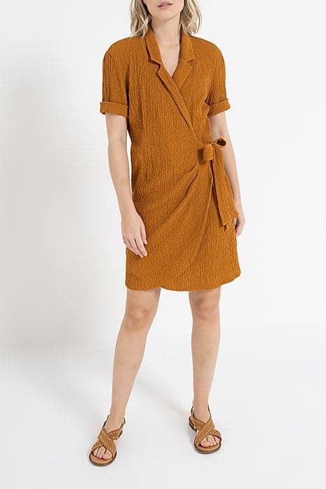 LARCH WAFFLE FLOWING WRAP DRESS MELEZE by ICODE