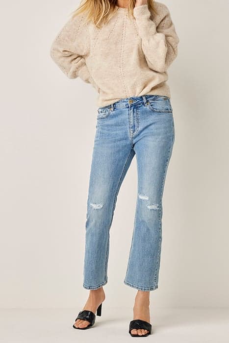 BOOTCUT CROPPED JEANS TWILL STRETCH DENIM BLUES by Summum Woman