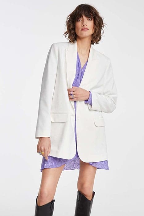 LADIES WOVEN OVERSIZED BULL BLAZER ECRU by Alix The Label