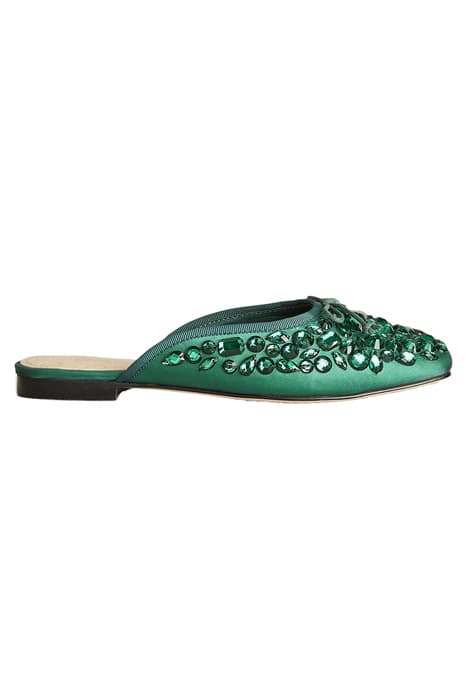 JEWELLED FLAT MULES GRN by Boden