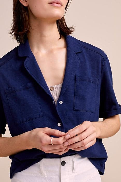 CAPSULE HOMEWEAR : CRAIG - NAVY SHIRT IN ORGANIC COTTON KNIT by ONE STEP