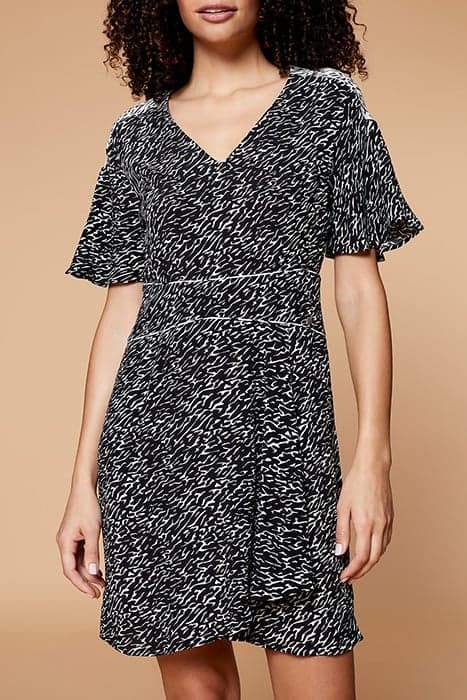 REDDING - BLACK DRESS WITH MINI ZEBRA PRINT by ONE STEP