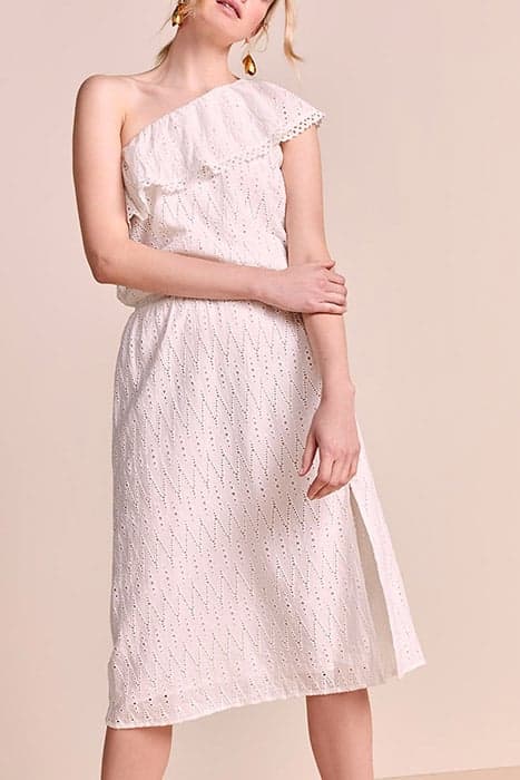 RINA - ECRU EMBROIDERY DRESS WITH ASYMMETRIC COLLAR by ONE STEP