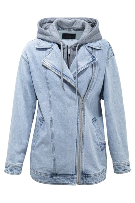 ACID WASHED DENIM JACKET WITH DETACHABLE HOOD BLUE by IKKS