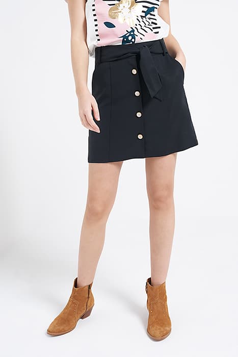 BLACK BUTTONED AND BELTED SHIRT by ICODE