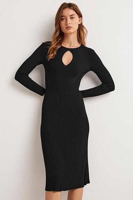 RIBBED CUT OUT DRESS BLK by Boden