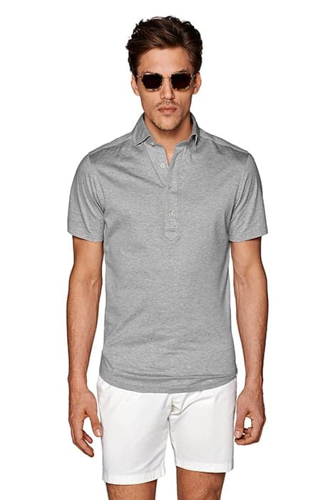 Light Grey Jersey Extra Slim Fit Short Sleeve Shirt by Suitsupply