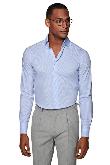 MID BLUE STRIPED EXTRA SLIM FIT SHIRT by Suitsupply