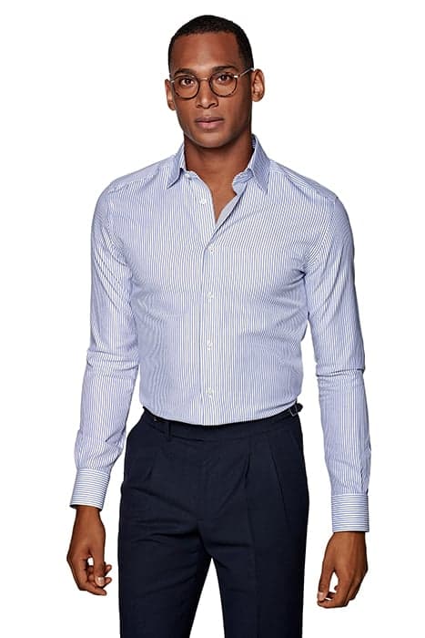 NAVY STRIPED OXFORD SLIM FIT SHIRT by Suitsupply