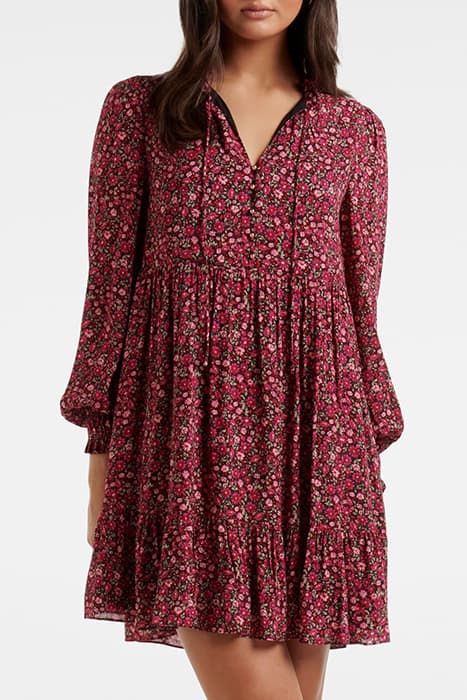 NOLA TIERED SMOCK MINI DRESS ROUGE ADDISON DITSY by Forever New