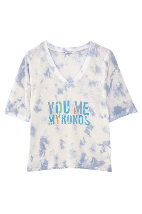 WOMEN’S BLUE TIE-DYE T-SHIRT WITH SLOGAN IMAGE WHITE by IKKS