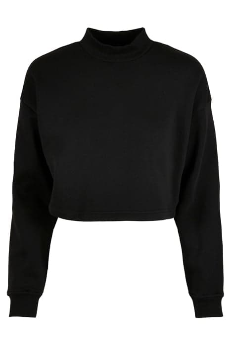 LADIES CROPPED OVERSIZED SWEAT HIGH NECK CREW BLACK by Urban Classics