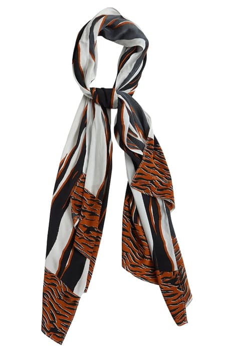 AMUR TIGER SCARF 180/70CM BLACK-COP SUNSET MUL by French Connection