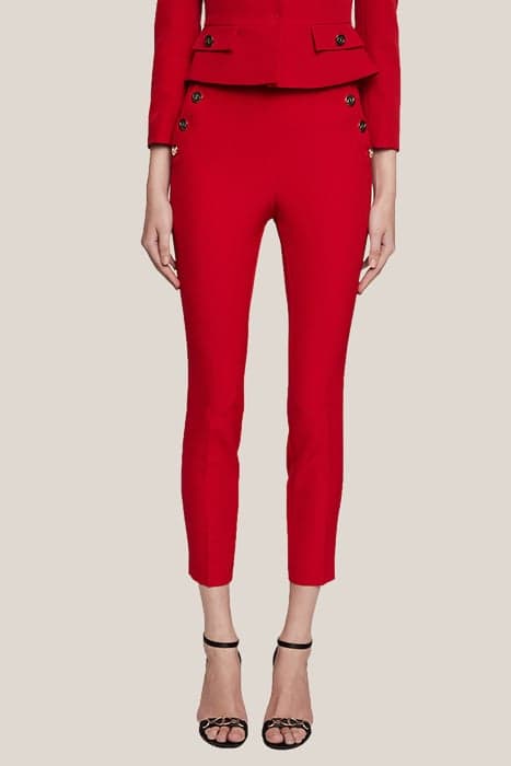 SKINNY TROUSERS WITH BUTTON FEATURE RED by Motivi