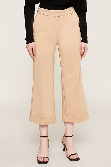 WIDE-LEG CROPPED TROUSERS WITH TURN-UP BROWN by Motivi