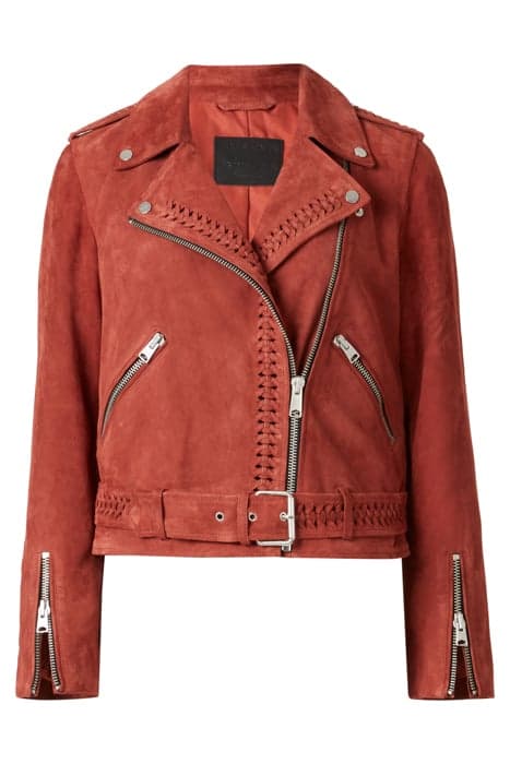 BRAIDED SUEDE BIKER ARABIAN SPICE RED by AllSaints