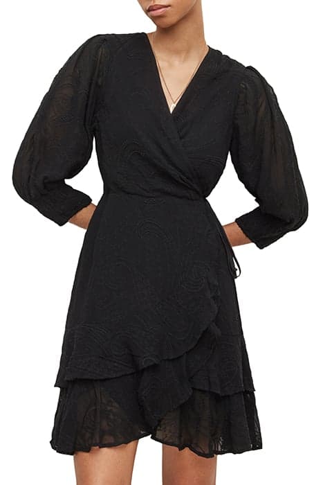 ARI OSSIA EMB DRESS BLACK by AllSaints