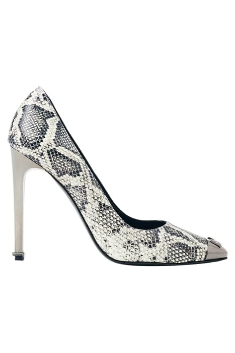 PYTHON-EMBOSSED METAL-HEEL PUMPS WHITE SNAKE by Marcell von Berlin