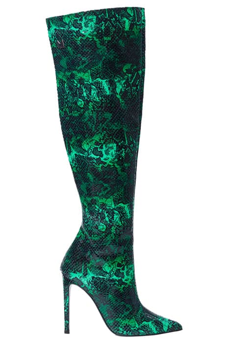 SNAKE-PRINT KNEE-HIGH BOOTS SNAKE PRINT GREEN by Marcell von Berlin