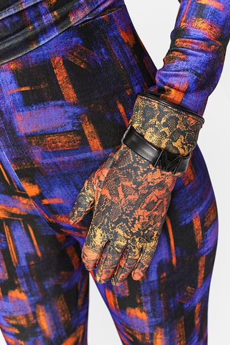 PRINTED GLOVES SNAKE PRINT ORANGE by Marcell von Berlin