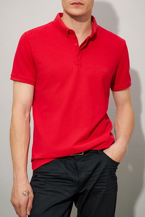 RED MIXED FABRIC SLIM POLO SHIRT by IKKS