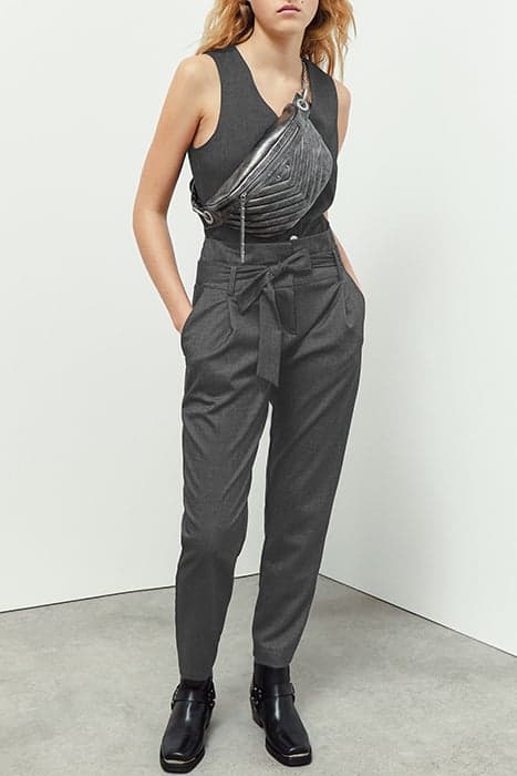 GREY END-ON-END HIGH-WAIST SUIT TROUSERS by IKKS