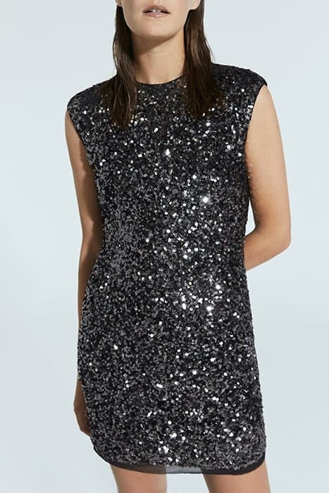 BLACK SEQUIN SHORT DRESS WITH EPAULETS by IKKS