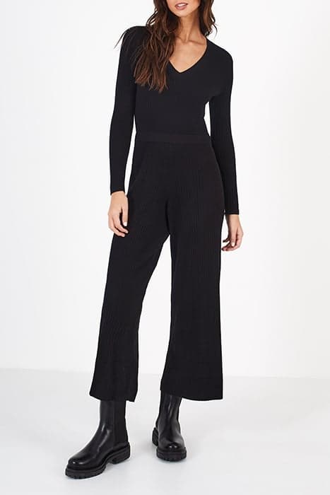 BLACK RIB KNIT JUMPSUIT by ICODE