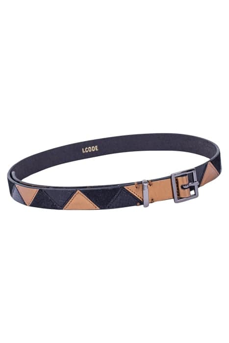 BLACK PATCHWORK-LOOK LEATHER BELT by ICODE