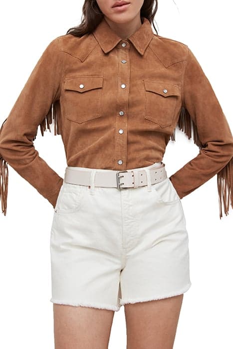 STANWAY TASSEL SHIRT TAN BROWN by AllSaints