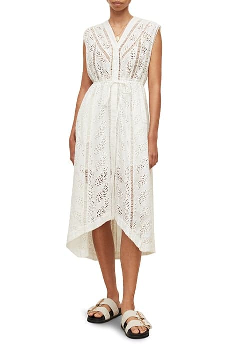 TATE BRODERIE DRESS CHALK WHITE by AllSaints