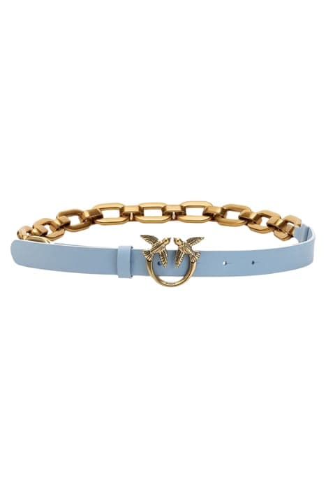 LOVE DAY MACRO CHAIN BELT H2 V LIGHT BLUE-ANTIQUE GOLD by PINKO