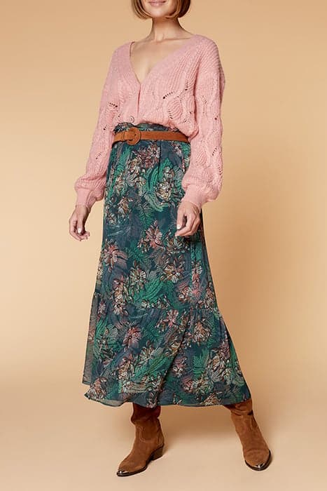 JADE - SKIRT WITH FLORAL MAXI PRINT CHLOROPHYLL by ONE STEP