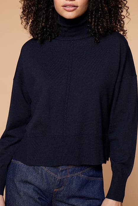 TRAVEL - KNITTED ROLL-NECK JUMPER NAVY by ONE STEP