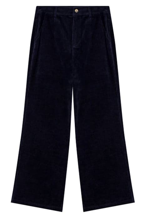 PLEASE - HIGH-WAISTED CORDUROY TROUSERS NAVY by ONE STEP