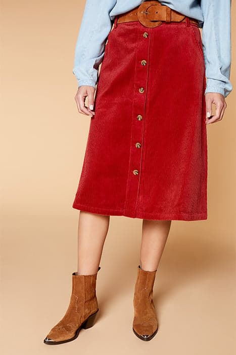 JUDDY - CORDUROY MIDI SKIRT TERRACOTTA by ONE STEP