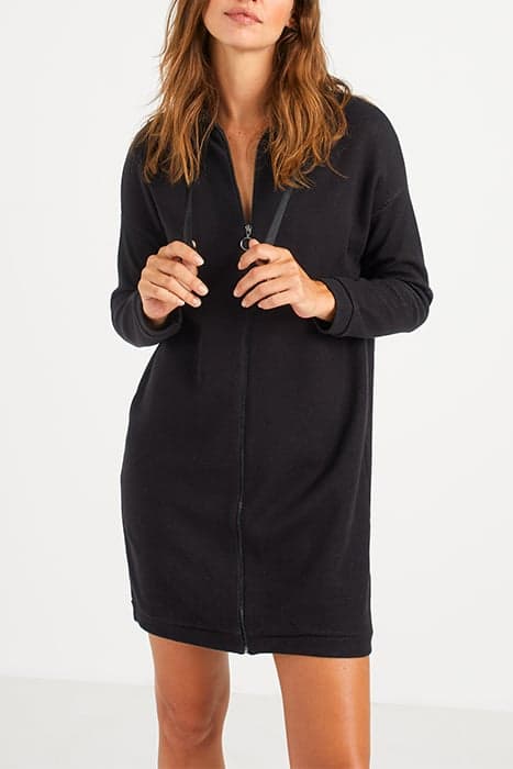 I.CODE SWEATSHIRT FABRIC ZIPPED DRESS BLACK by ICODE