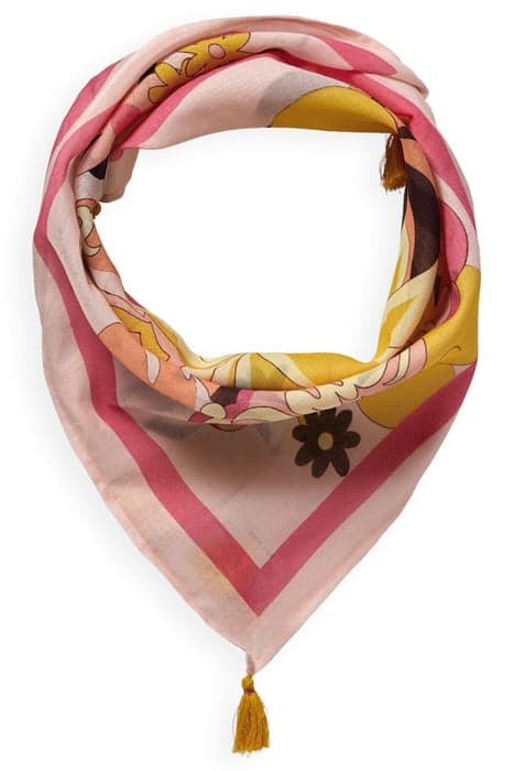 COTTON SQUARE BANDANA SCARF WITH TASSELS BLUSH PEACH by Scotch & Soda