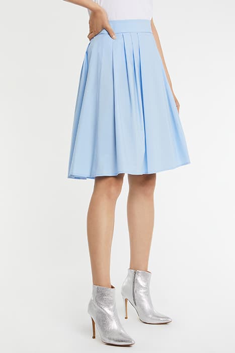 SKIRT IN STRETCH COTTON POPLIN LIGHT BLUE by Paule Ka