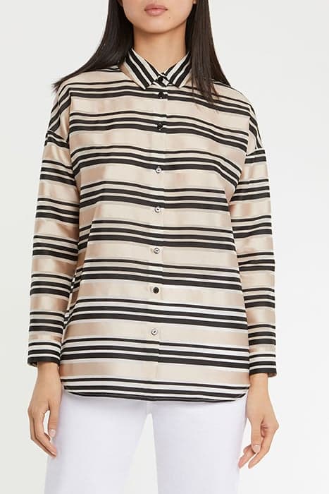 BLOUSE LONG SLEEVE IN BAYADERE STRIPES NOUGAT / BLACK by Paule Ka