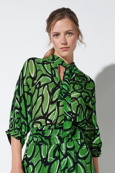 BLUSE MIT GRAPHIC-PRINT THE CURLY GRAPHIC PRINT GREEN by Luisa Cerano