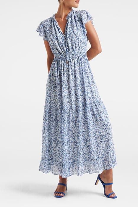 FLEUR FLUTTER SLEEVE MIDI DRESS BLUE WESTBURY DITSY by Forever New