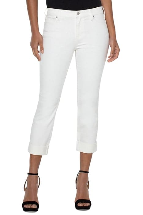 CHARLIE CROP SKINNY W/ WIDE ROLLED CUFF BONE WHITE by Liverpool