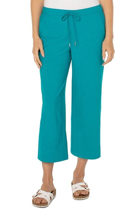 PULL-ON WIDE LEG CROP TROUSER LAKE BLUE by Liverpool